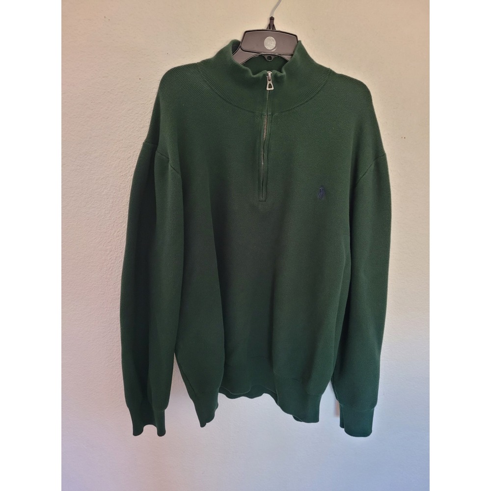 Polo Ralph Lauren Mens XXL Quarter Zip Pullover Sweater Green Cotton Knit #25